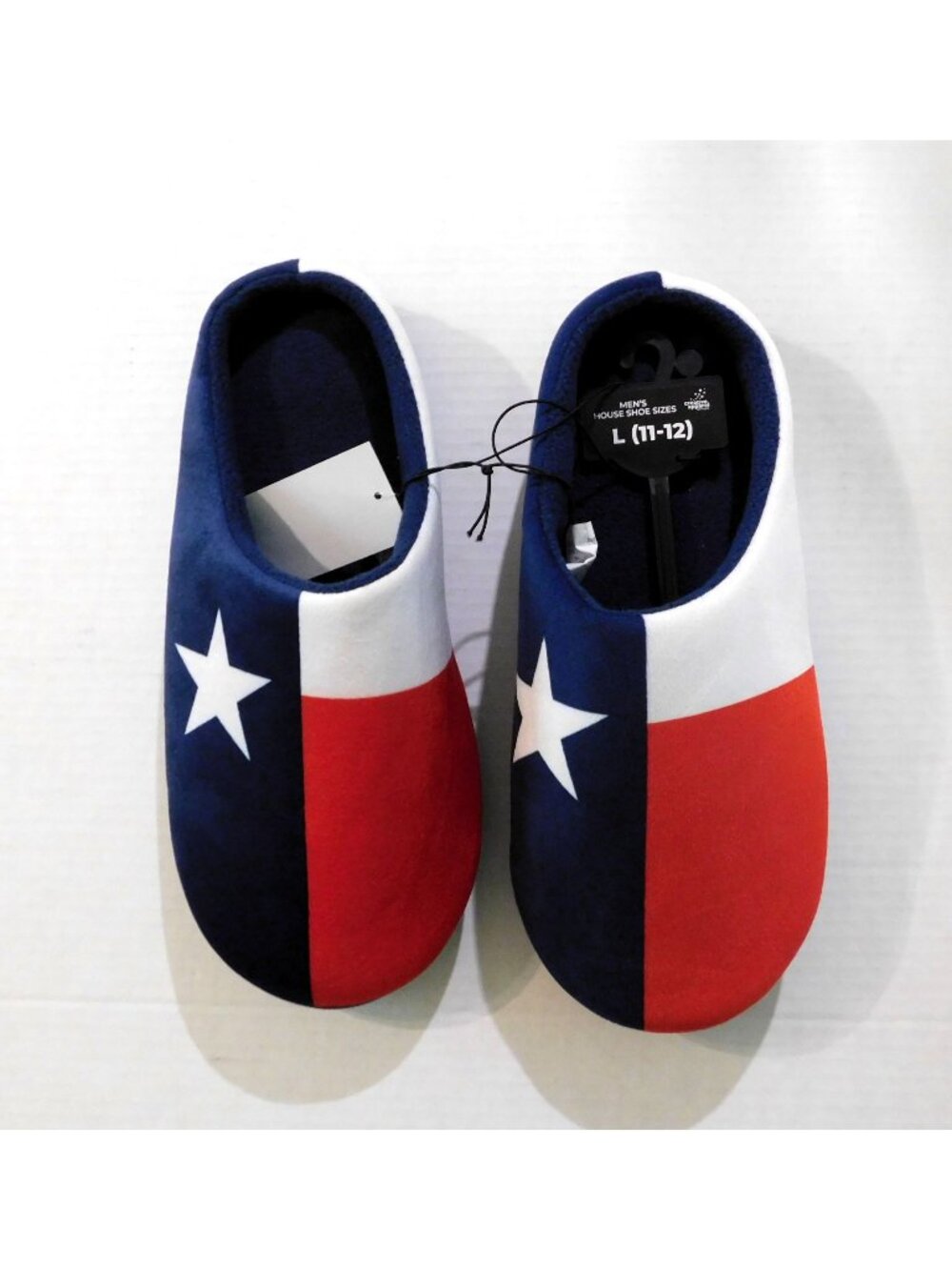 Texas Flag Mens House Shoes Plush Size L 11-12 Red White Blue USA Colors